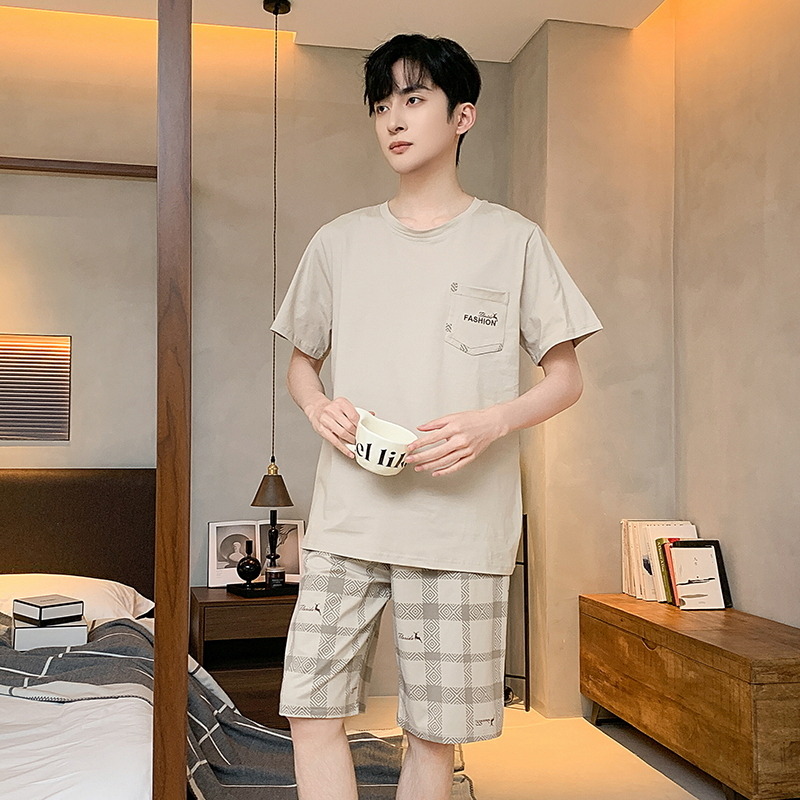 11907829.少宜睡衣套装家居服夏季男士纯棉薄款短裤短袖少年简约休闲新款可外穿可外出大码居家青少年春秋亲肤加大加肥