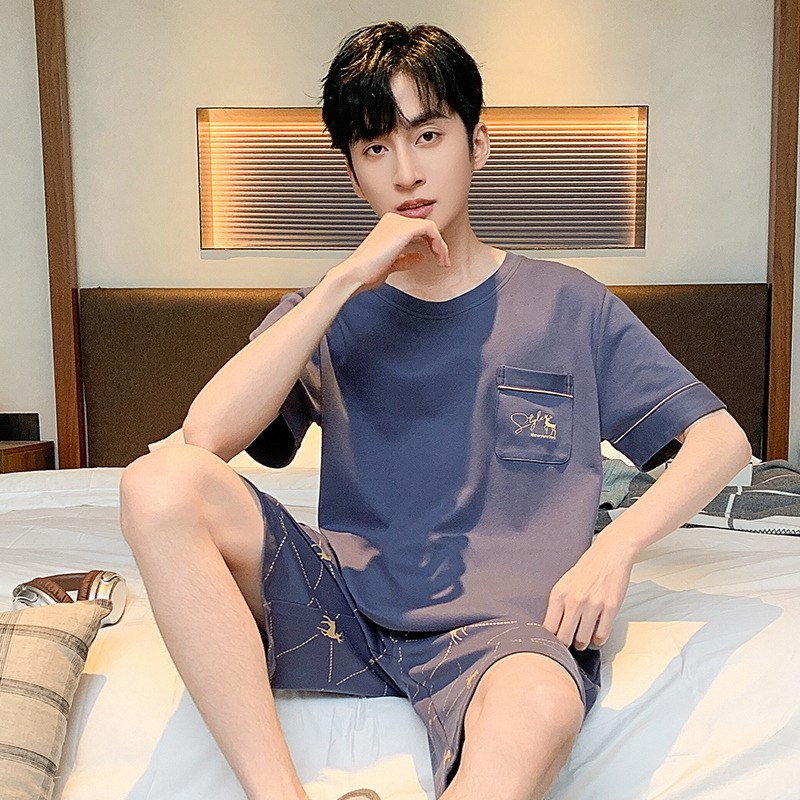 11907827.少宜睡衣套装家居服夏季男士纯棉可外穿薄款短裤短袖少年新款可外出大码居家青少年春秋亲肤休闲加大加肥基础