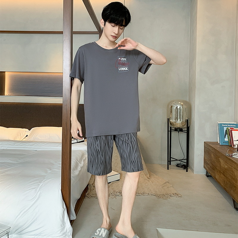 11907873.少宜睡衣套装家居服夏季男士纯棉薄款短裤短袖青年夏款新款可外穿可外出大码居家春秋亲肤休闲加大加肥基础宽松