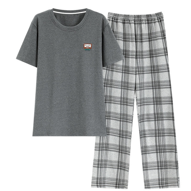 11762969.少宜睡衣套装家居服夏季新款男士纯棉短袖长裤春秋少年可外穿可外出薄款大码居家青少年亲肤休闲加大加肥基础