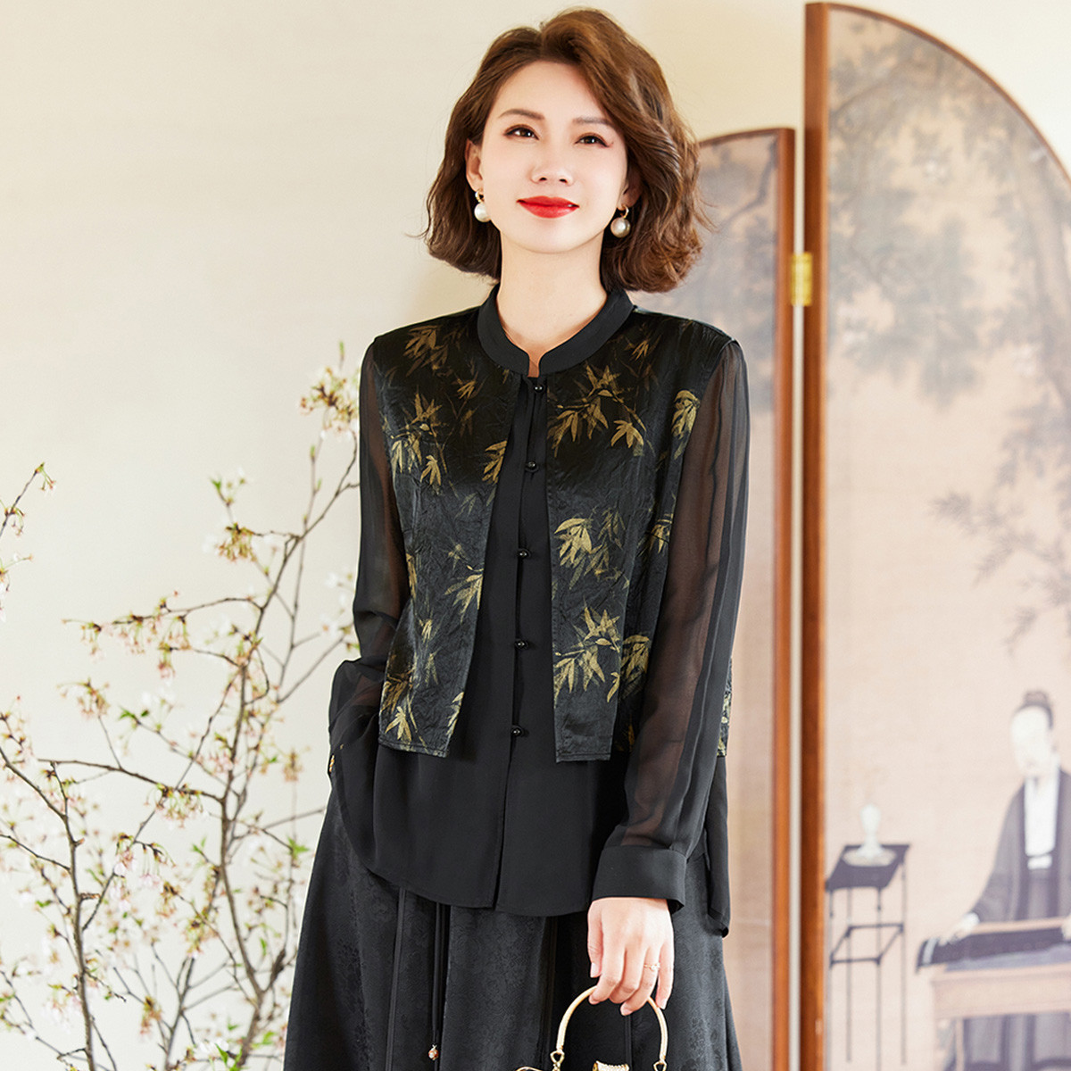 12200082.中年妈妈夏装新中式中老年女装复古上衣洋气小衫