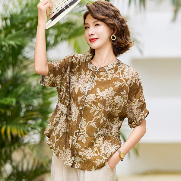 12199107.夏季妈妈装短袖T恤时尚减龄小衫中老年女夏装上衣