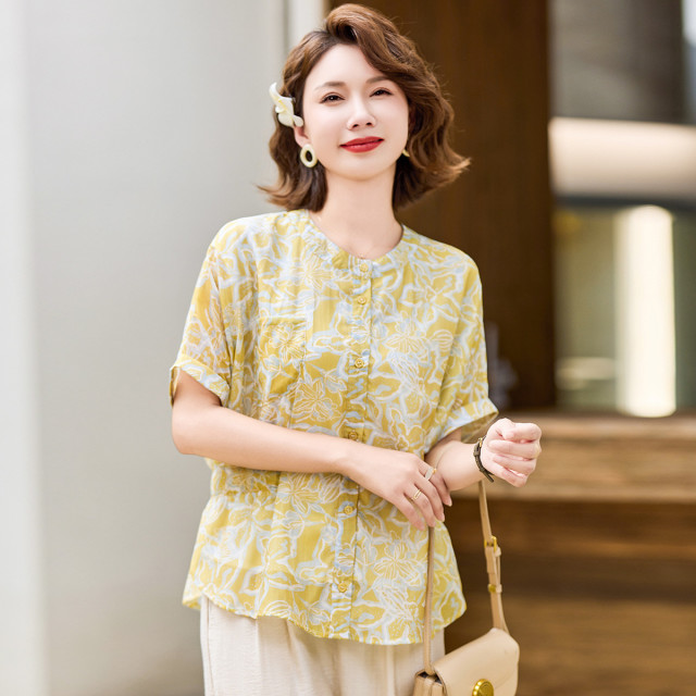 12199107.夏季妈妈装短袖T恤时尚减龄小衫中老年女夏装上衣