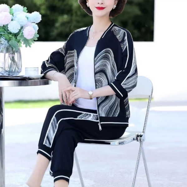 11853562.洋气妈妈装春秋薄款休闲运动服套装中老年时尚两件套