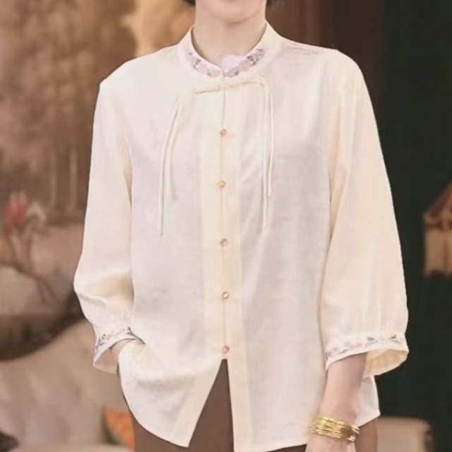 11853397.中年妈妈夏装新中式国风T恤中老年女装夏装洋气上衣服薄