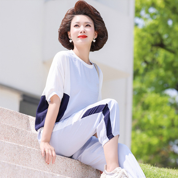 11868871.中老年妈妈夏季运动服两件套40岁50中年女夏装短袖套装