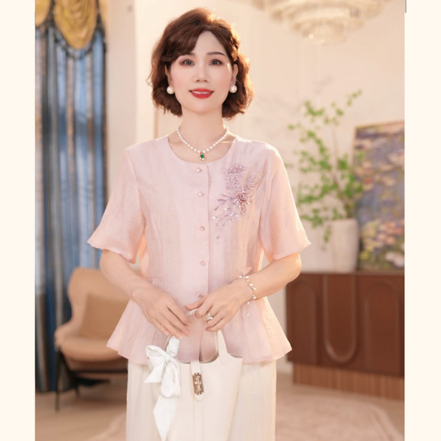12326394.夏季衣服妈妈夏装t恤新款洋气质中老年女装小衫