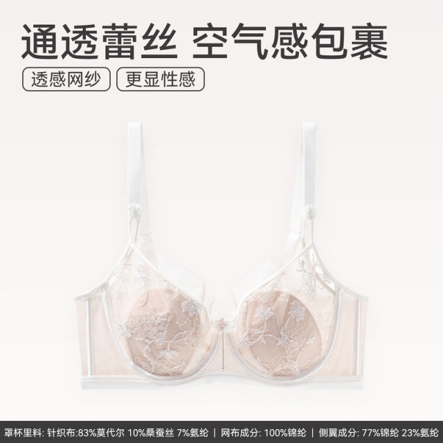 12786735.芬腾【大胸显小记忆钛圈】上托防下垂性感蕾丝文胸收副乳胸罩女士内衣