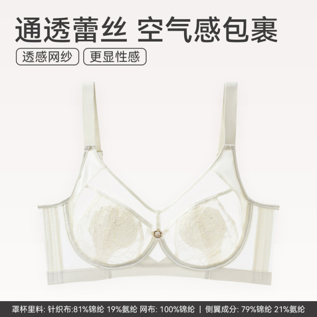 12794976.芬腾【大胸显小 性感蕾丝】内衣女透气舒适聚拢/记忆钛圈收副乳