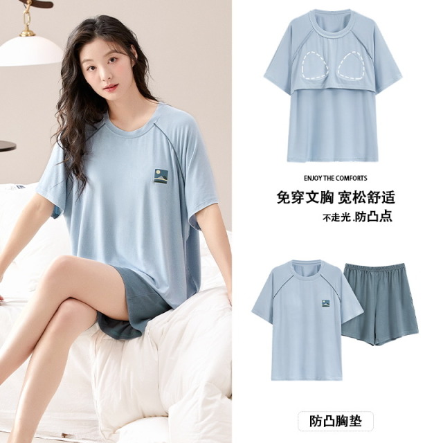 11853059.雅鹿情侣睡衣套装莫代尔新款春夏短袖短裤家居服大码可外穿休闲凉爽柔软亲肤透气舒适薄款2026