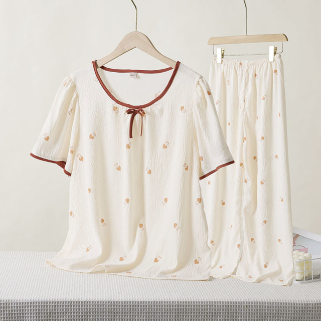 13143063.雅鹿少女睡衣套装夏季短袖长裤甜美可爱轻薄可外穿家居服女式2026新款透气舒适柔软亲肤两件套