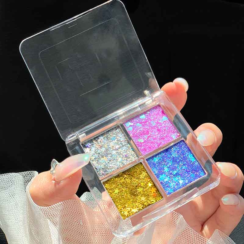 12392214.【3件装】四色亮片眼影膏彩妆闪亮金葱粉珠光湿4色眼影盘舞台妆