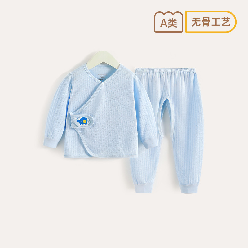 12547933.齐齐熊宝宝套装新生儿开裆裤长袖上衣套装婴儿和尚服衣服2024新款