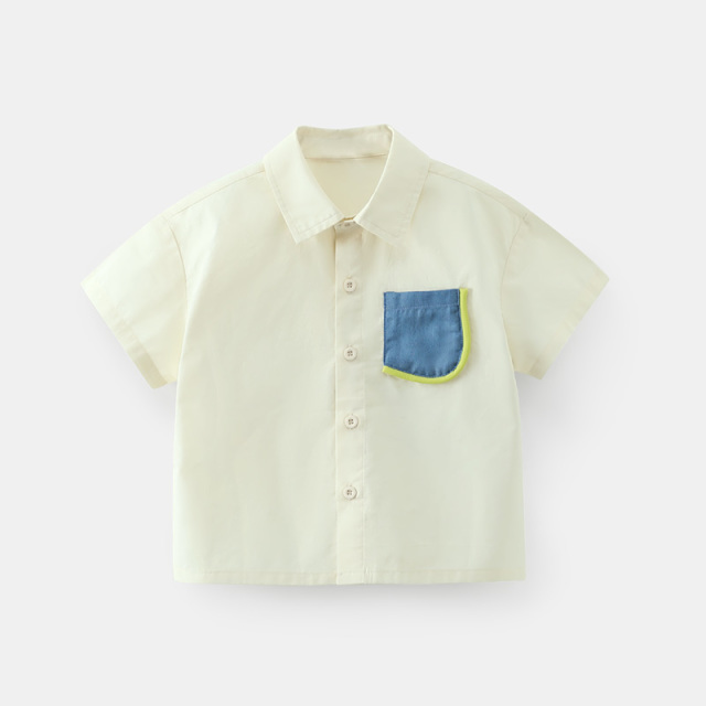 13485581.齐齐熊男童衬衫儿童夏季短袖衬衣宝宝夏装小童新款男宝休闲小外套