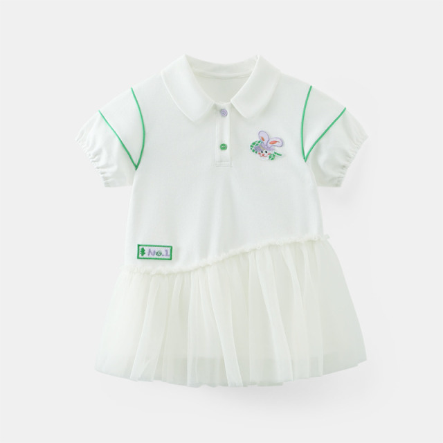 13550833.齐齐熊女童连衣裙夏装运动风儿童POLO裙短袖女孩洋气公主裙泡泡袖