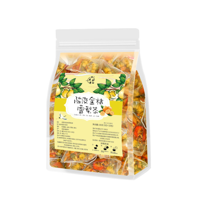 12674569.【陈皮金桔雪梨茶】精选雪梨干/金桔/菊花/橘皮4种天然原料科学配比而成!健康0添加,自然晾晒 拒绝硫化 全家放心喝