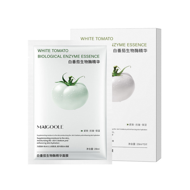 12856137.白番茄生物酶精华面膜5片/盒抗老紧致提拉补水保湿提亮抗皱