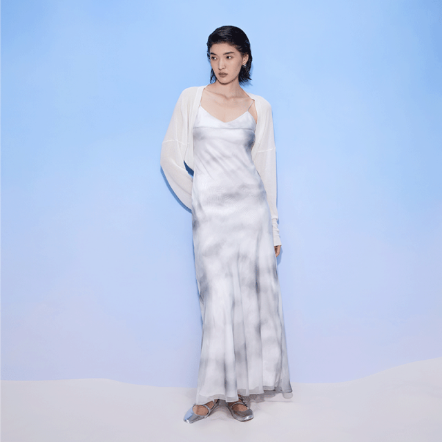 12295985.[东方美学]TKY SHOP新中式水墨晕染吊带连衣裙2025夏新款印花长裙