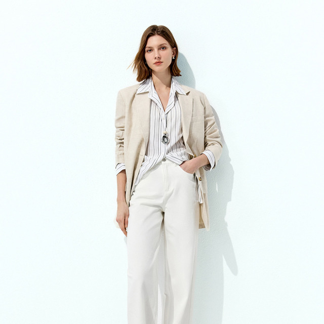 13453002.【商场同款】亚麻西装外套2026夏新款宽松女西服日常通勤质感