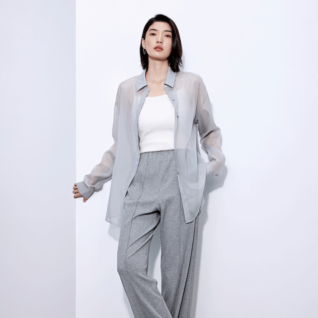 13452903.简约休闲风翻领系带衬衫女长袖气质通勤衬衣轻奢上衣