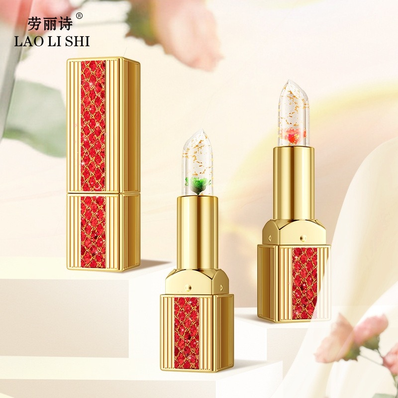 12361797.花瓣晶透变色口红滋润保湿修护干裂温变唇膏不掉色不沾杯