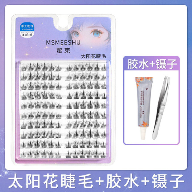 12408645.【10排120簇】蜜束懒人太阳花假睫毛自然卷翘女分段式高品质新手