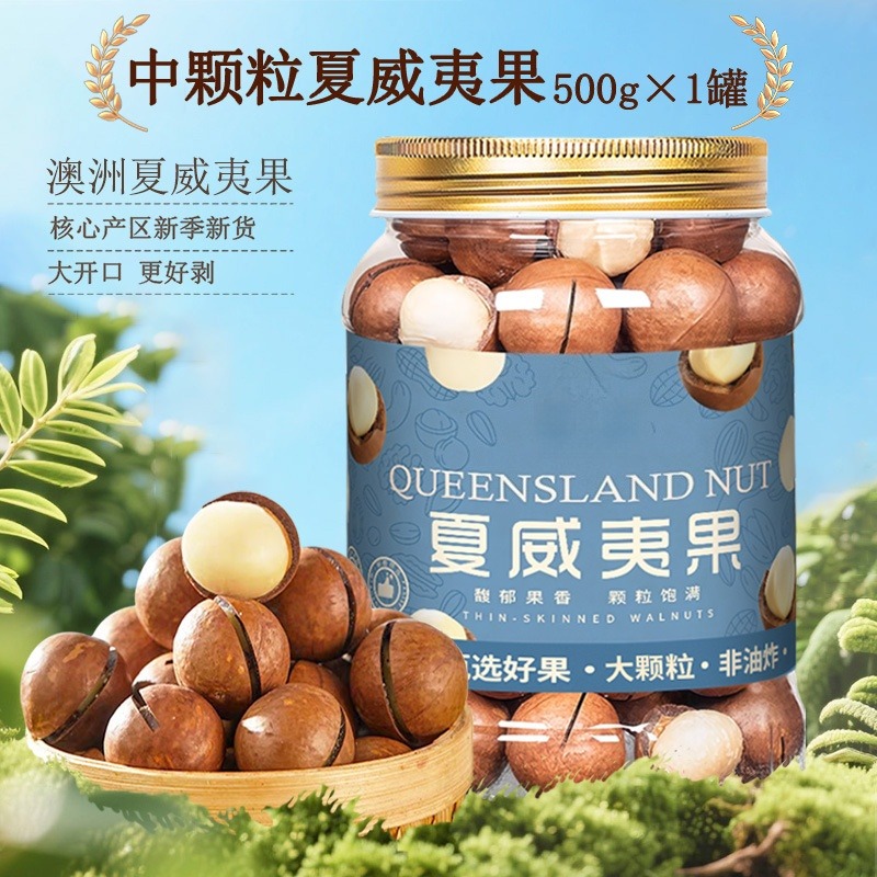 12707139.夏威夷果中大粒奶油味坚果干果500克罐装年货零食