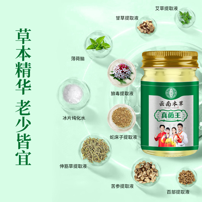 12723026.云南本草真菌王50g/盒药膏脚臭痒水泡软膏