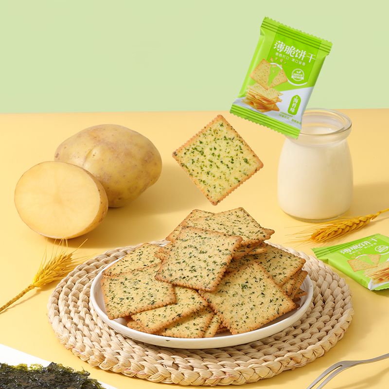 13343236.海苔薄脆酥脆饼干4片/包薄饼独立下午茶休闲解馋小吃早餐零食