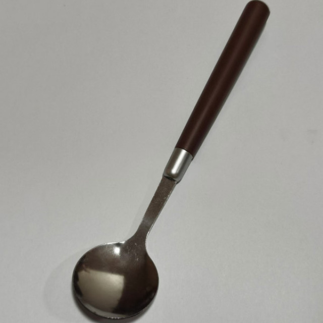 13358016.仿胡桃木柄简约质感不锈钢勺子叉子套装家用西餐餐勺高颜值餐具