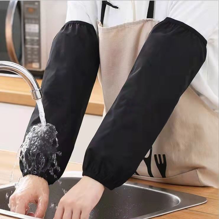 13377462.防水袖套加长男女工作生活防油污黑色套袖耐脏护袖学生袖筒手袖头