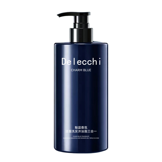 13432787.魅蓝香氛洁面洗发沐浴露三合一500ml/瓶控油清洁洗头洗澡洁面
