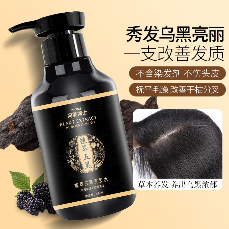 13722374.黑灵芝植萃五黑洗发水深层清洁洗头膏300ml/瓶