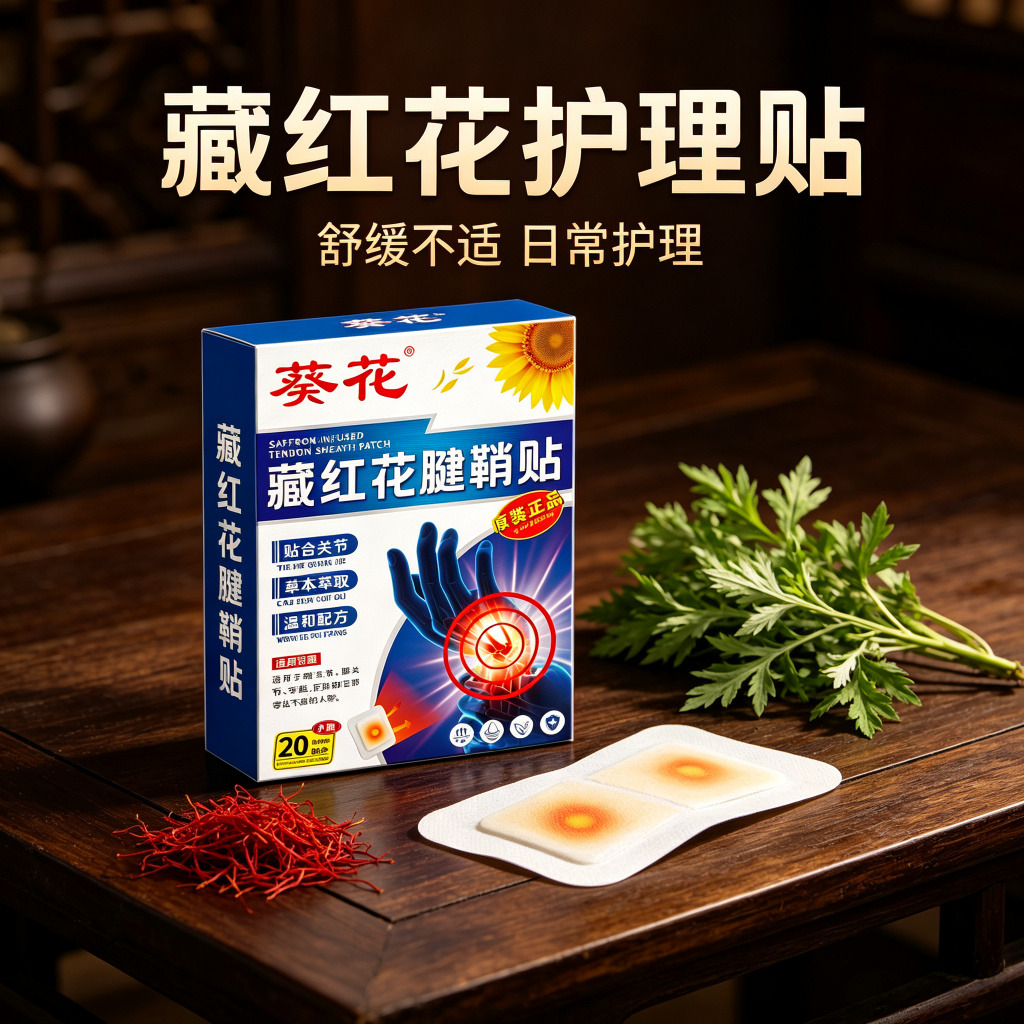 13733298.腱鞘贴手指痛手腕关节膏贴艾灸藏红花腱鞘贴20贴/盒