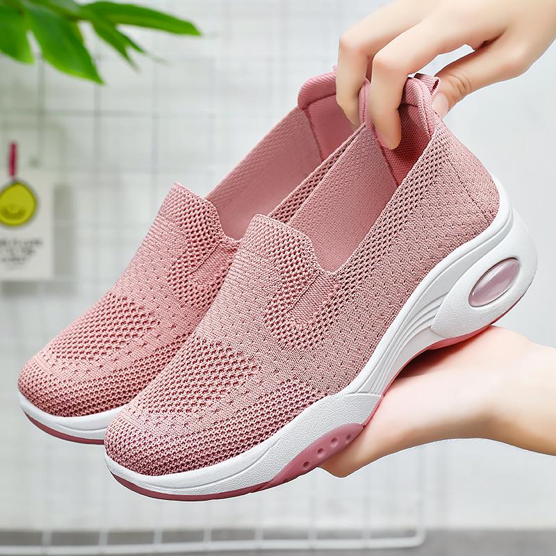 12188604.鞋子女夏季女鞋厚底飞织布鞋shoes休闲一脚蹬鞋