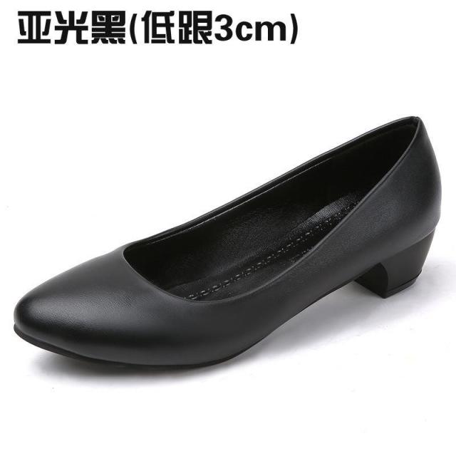 12808326.舒适职业鞋工作鞋正装礼仪面试鞋女鞋小皮鞋单鞋中跟秋黑色鞋子
