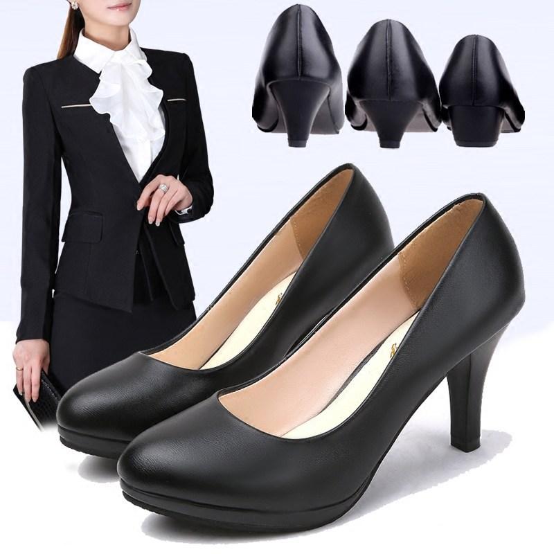 12808326.舒适职业鞋工作鞋正装礼仪面试鞋女鞋小皮鞋单鞋中跟秋黑色鞋子