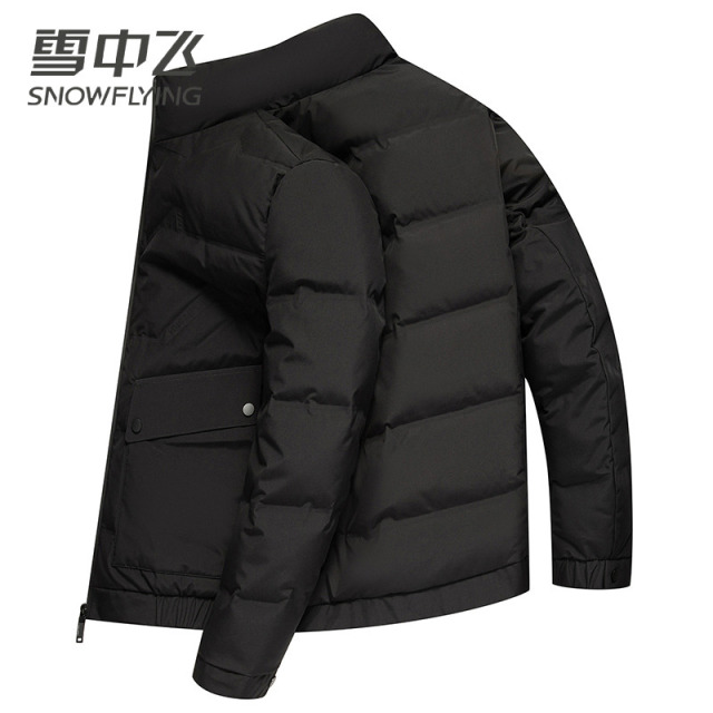 13138969.雪中飞男士短款立领羽绒服商务休闲斜插口袋外套秋冬轻薄保暖防寒