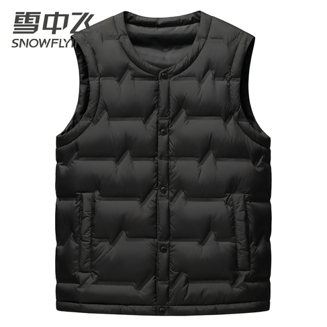13138735.雪中飞男式鹅绒马甲秋冬新款可内搭无领保暖羽绒背心马夹