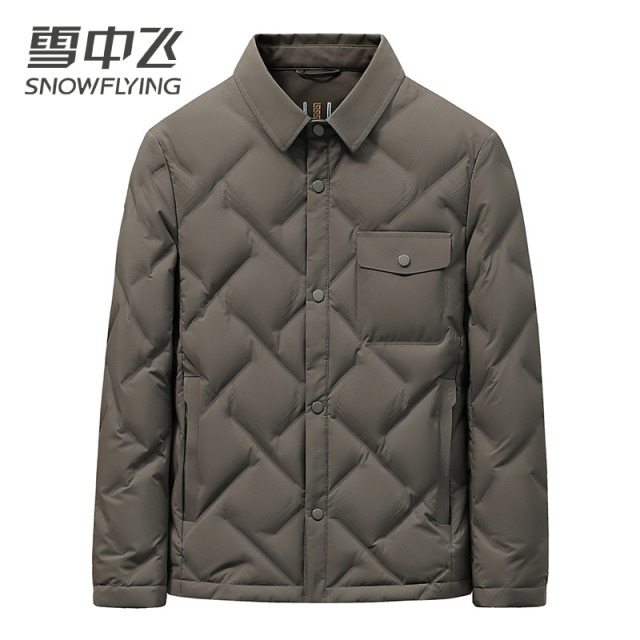 13138420.雪中飞男式短款翻领羽绒服秋冬新款休闲保暖外套