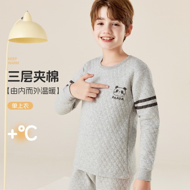 12217078.【加厚三层夹棉单上衣】校服神器儿童保暖内衣男童秋衣中大童上衣