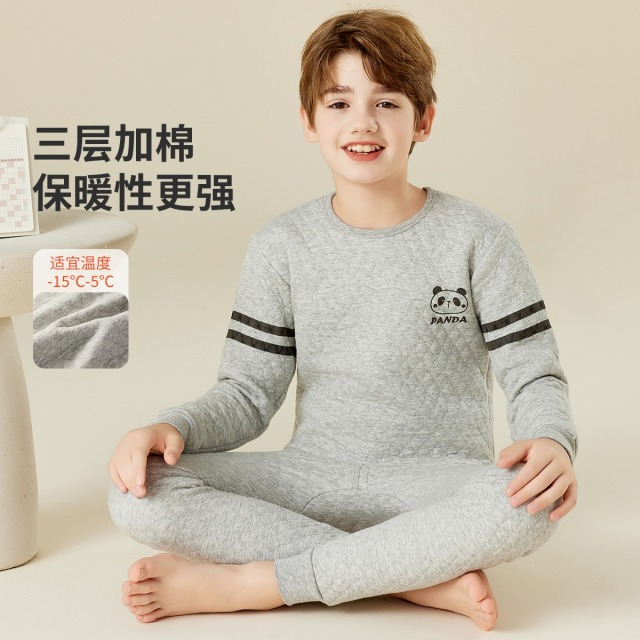 12217083.【加厚三层夹棉】校服神器儿童保暖内衣套装男童秋衣秋裤中大童装