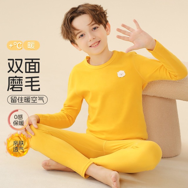 12224414.【双面磨绒保暖加厚】校服神器儿童保暖衣套装男童秋衣秋裤棉毛衫