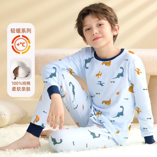 12335352.【100%纯棉】儿童秋衣秋裤套装秋季男童保暖内衣中大童打底