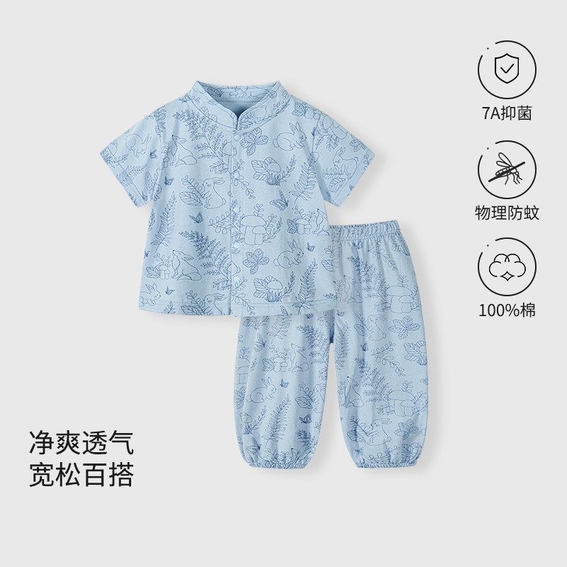 13640451.婴幼儿夏季分体套装男宝宝夏装纯棉儿童短袖夏季婴儿衣服两件套