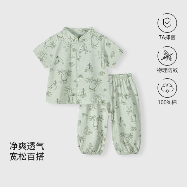 13640451.婴幼儿夏季分体套装男宝宝夏装纯棉儿童短袖夏季婴儿衣服两件套