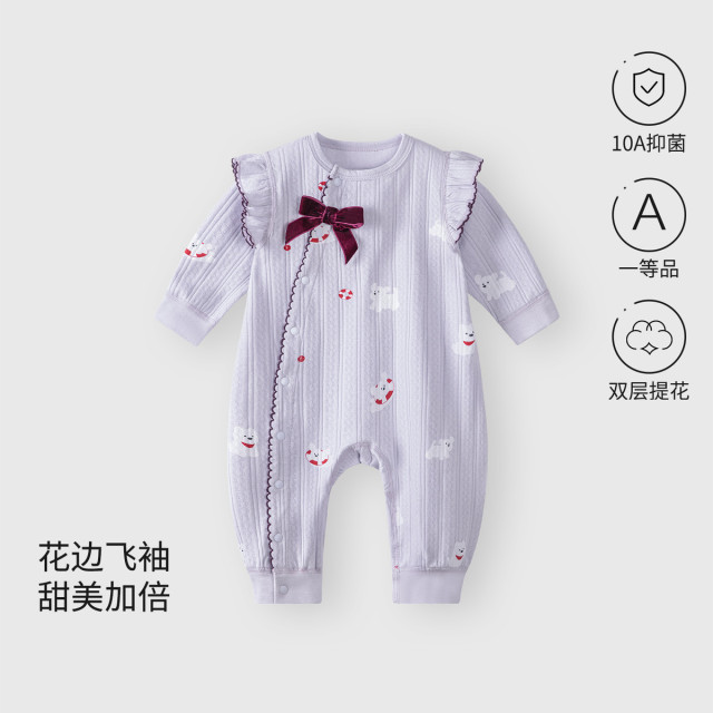 13641017.婴儿连体衣春秋新款女宝宝衣服秋装新生儿外出公主服
