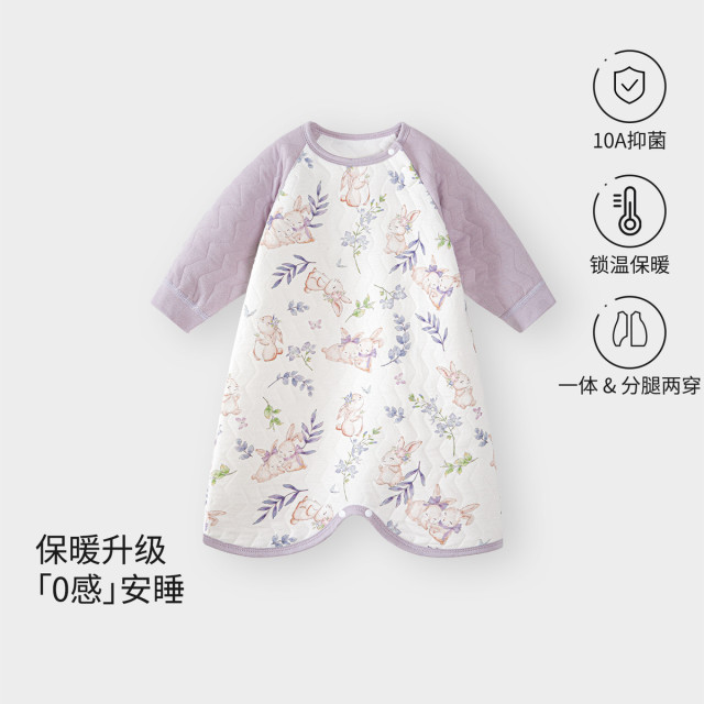 13641002.婴儿保暖睡袍儿童四季通用防着凉春秋款长袖家居睡衣宝宝睡裙冬装