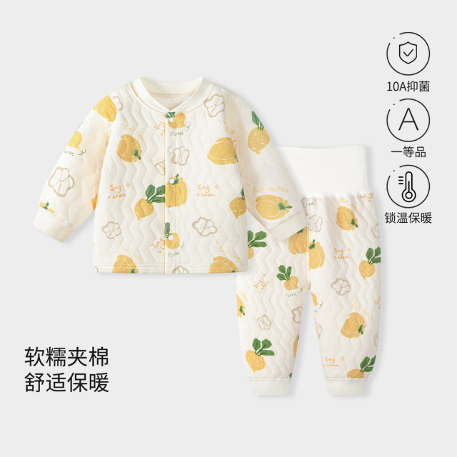 13640993.宝宝秋冬款纯棉保暖加厚儿童高腰护肚秋季婴儿保暖内衣分体冬