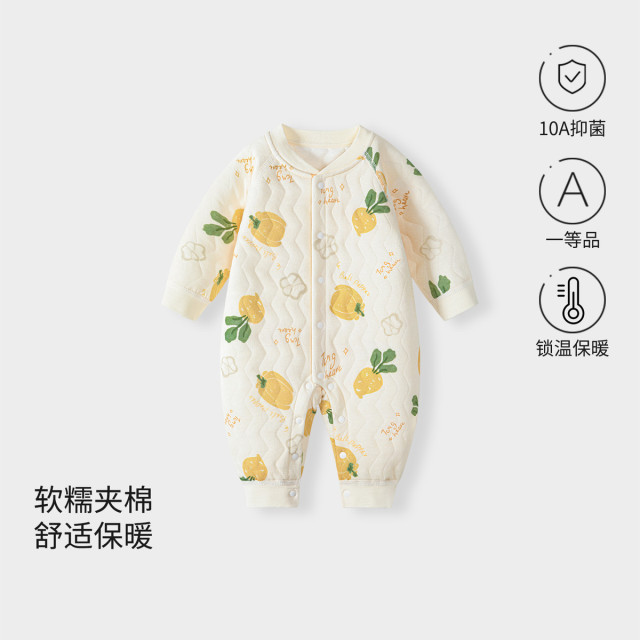 13640992.婴儿连体衣秋冬装保暖冬季夹棉春秋季新生儿衣服早秋宝宝加厚套装